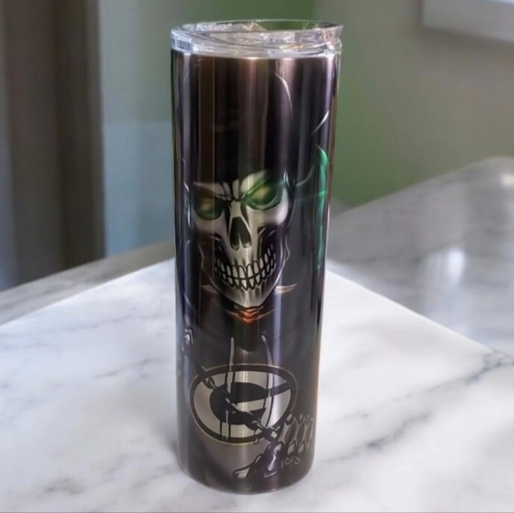 Green Bay Packers Skull 20oz Tumbler 🎉sale